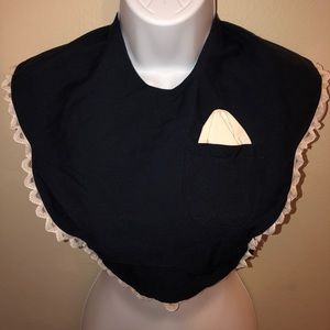 Navy blue vest with lace outlining